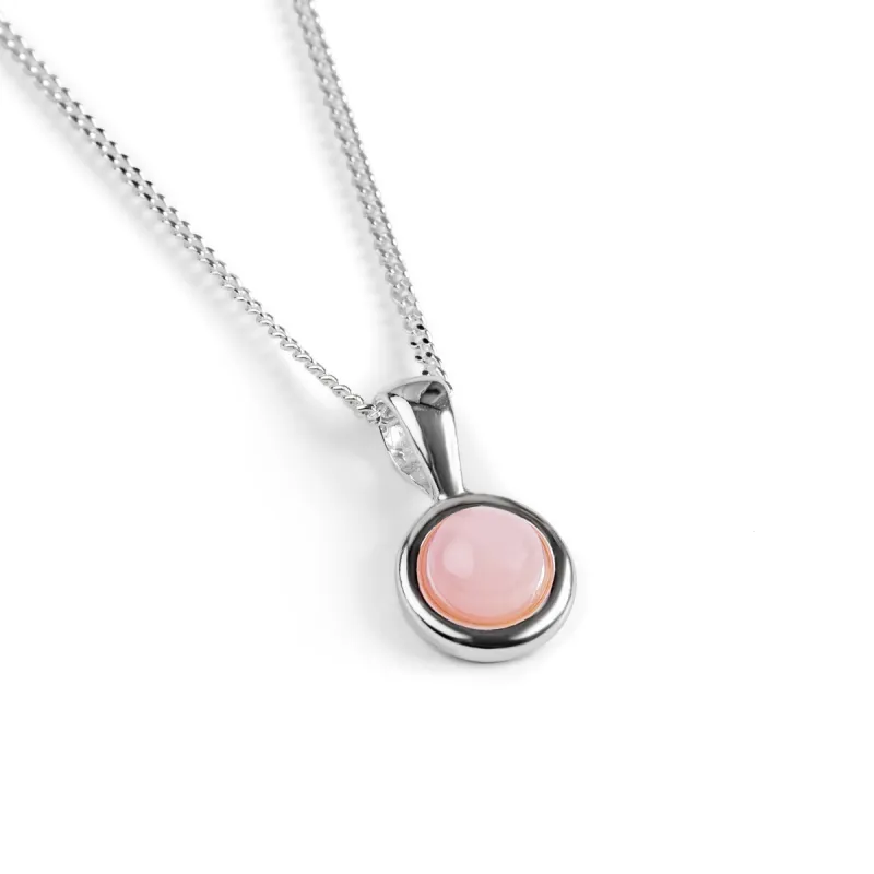 Round Charm Necklace in Silver and Peruvian Pink Opal sold by Henryka