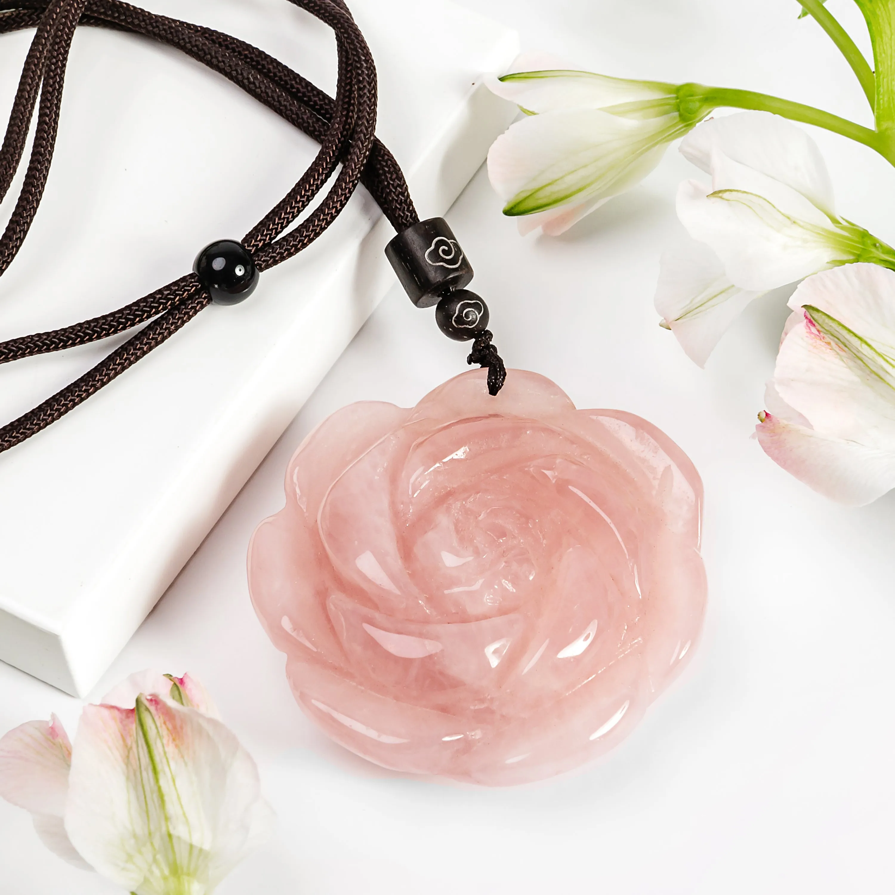 Giant Rose Necklace in Natural Rose Quartz sold by Henryka product image thumbnail 5