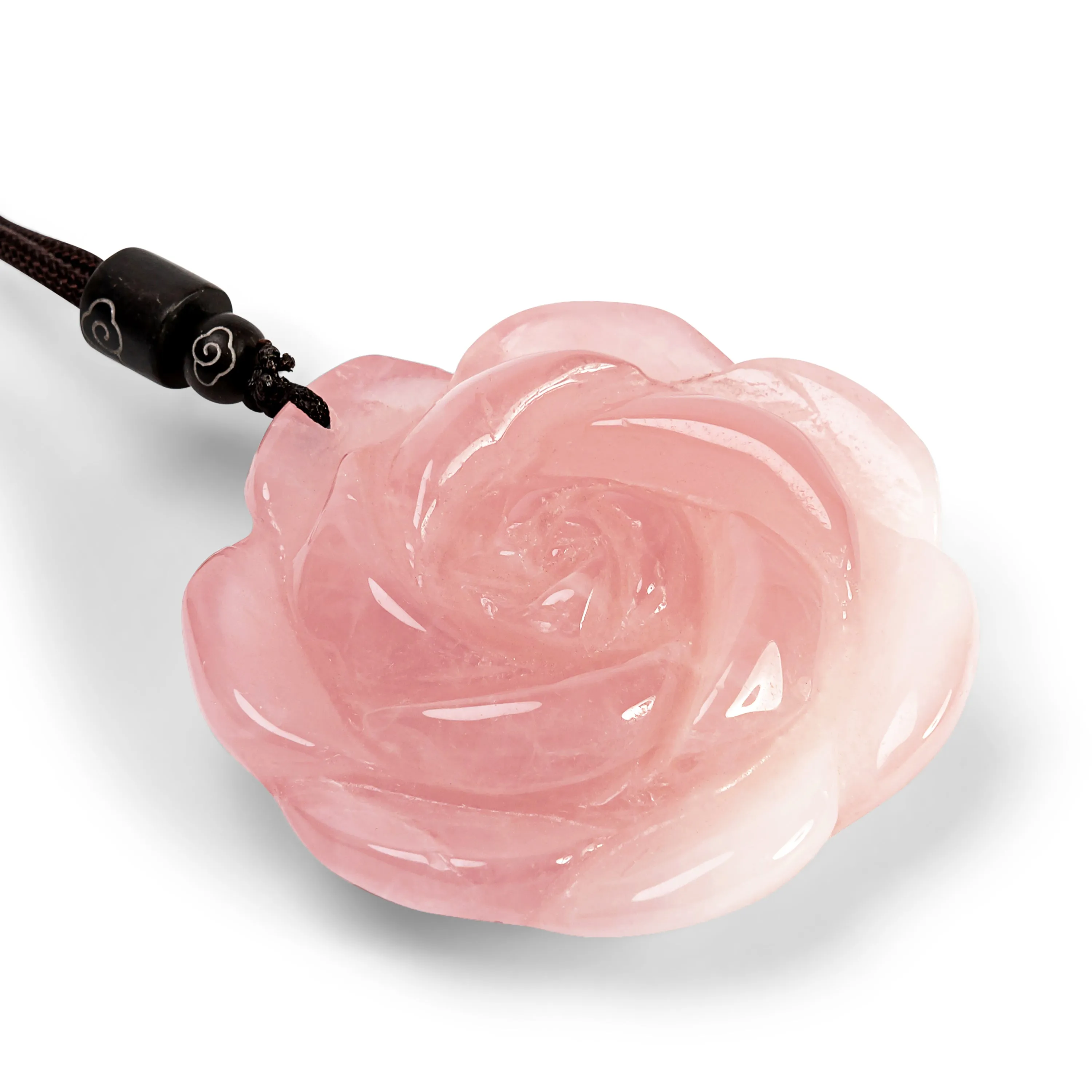 Giant Rose Necklace in Natural Rose Quartz sold by Henryka