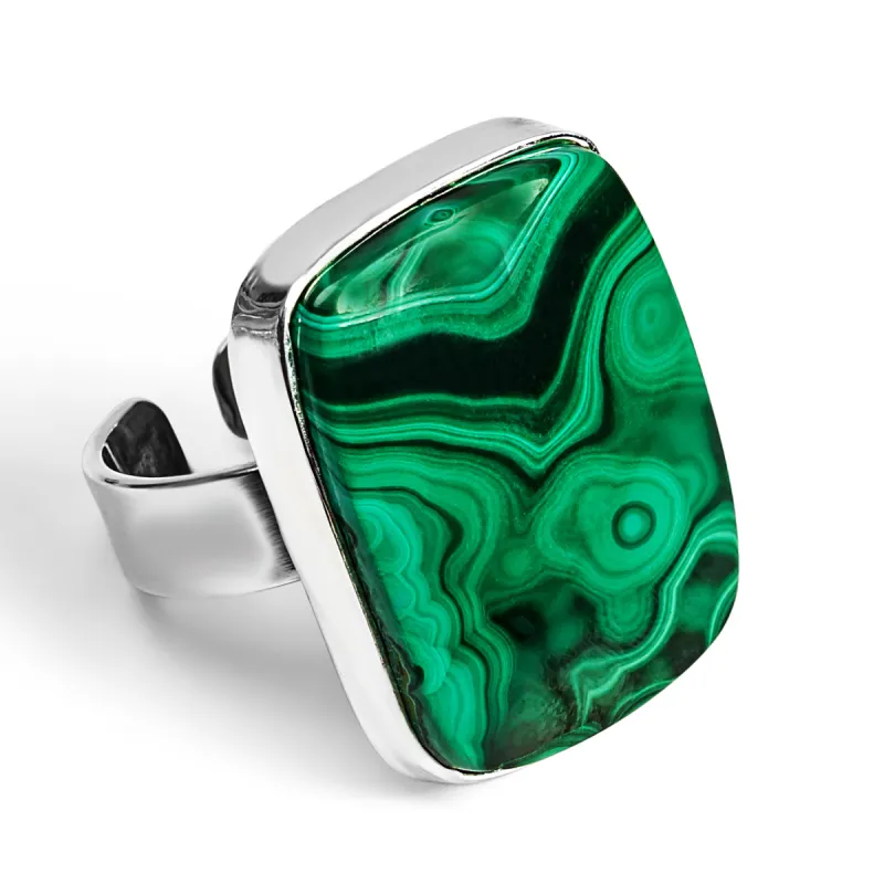 Namibian Malachite Ring - Natural Designer Gemstone sold by Henryka