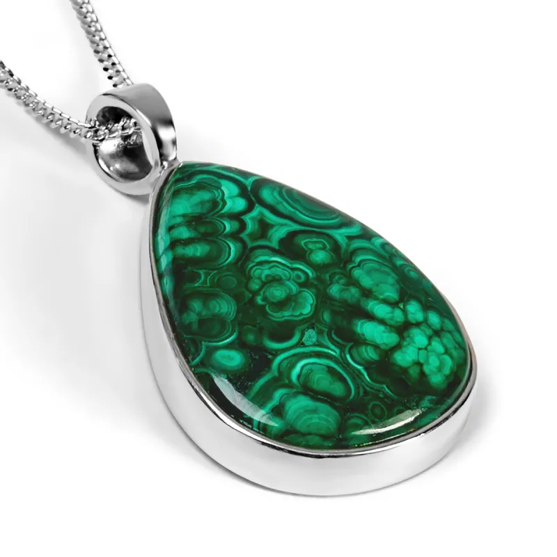 Stylish Malachite Necklace in Silver - Natural Designer Gemstone sold by Henryka