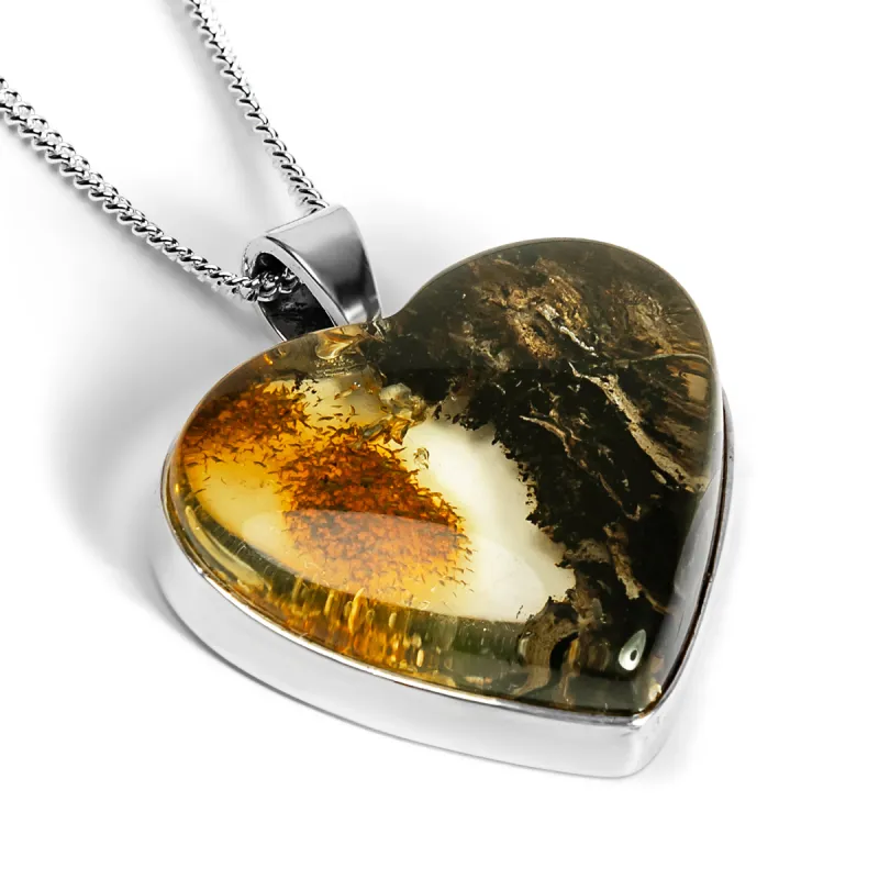 Lemon Amber and Silver Heart Necklace - Natural Designer Gemstone sold by Henryka
