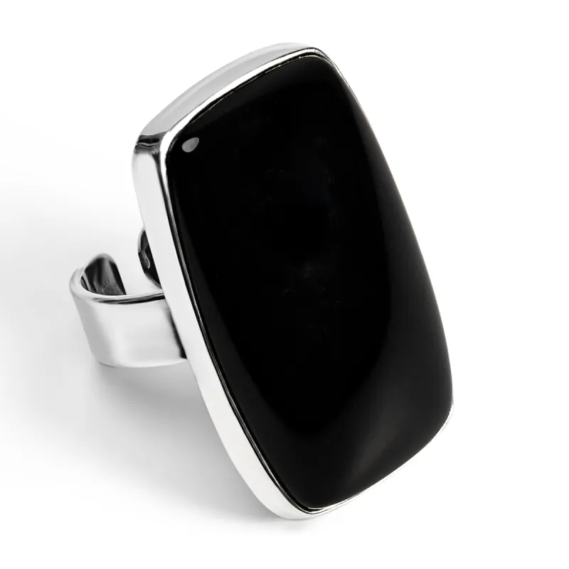 Fabulous Black Onyx Statement Ring - Natural Designer Gemstone sold by Henryka