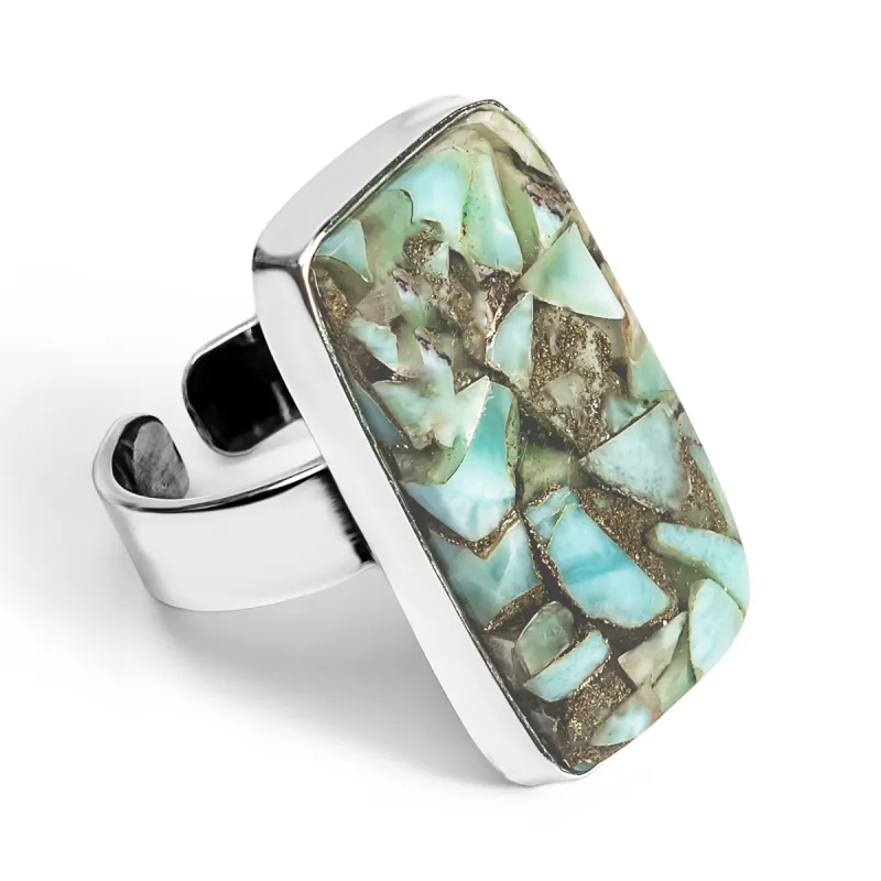 Larimar Composite Ring - Natural Designer Gemstone sold by Henryka
