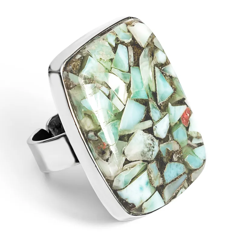 Larimar Composite Statement Ring - Natural Designer Gemstone sold by Henryka