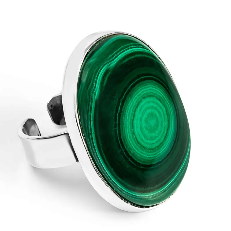 Namibian Malachite Oval Ring - Natural Designer Gemstone sold by Henryka