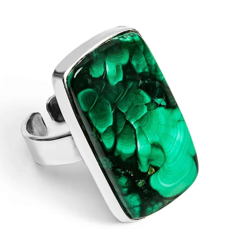 Namibian Malachite Ring - Natural Designer Gemstone sold by Henryka