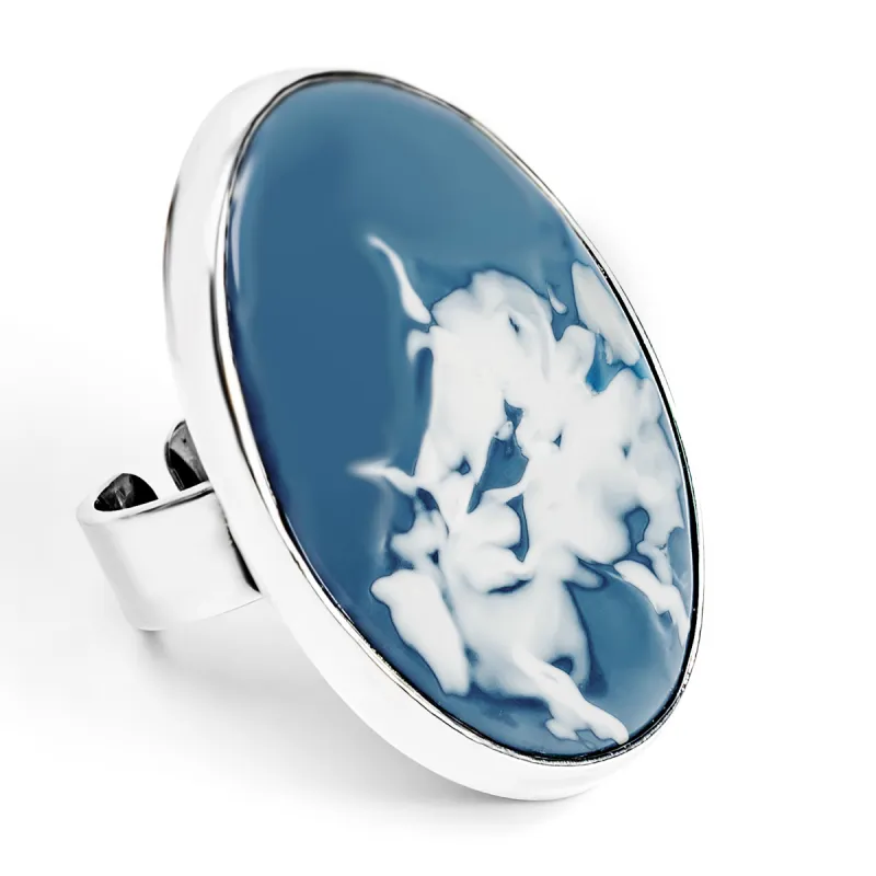 Rare Owyhee Blue Opal Statement Ring - Natural Designer Gemstone sold by Henryka