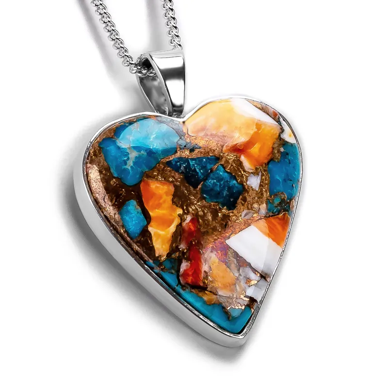 Exceptional BIG Ice Blue Dahlia Mohave Turquoise Heart Necklace - Natural Designer Gemstone sold by Henryka