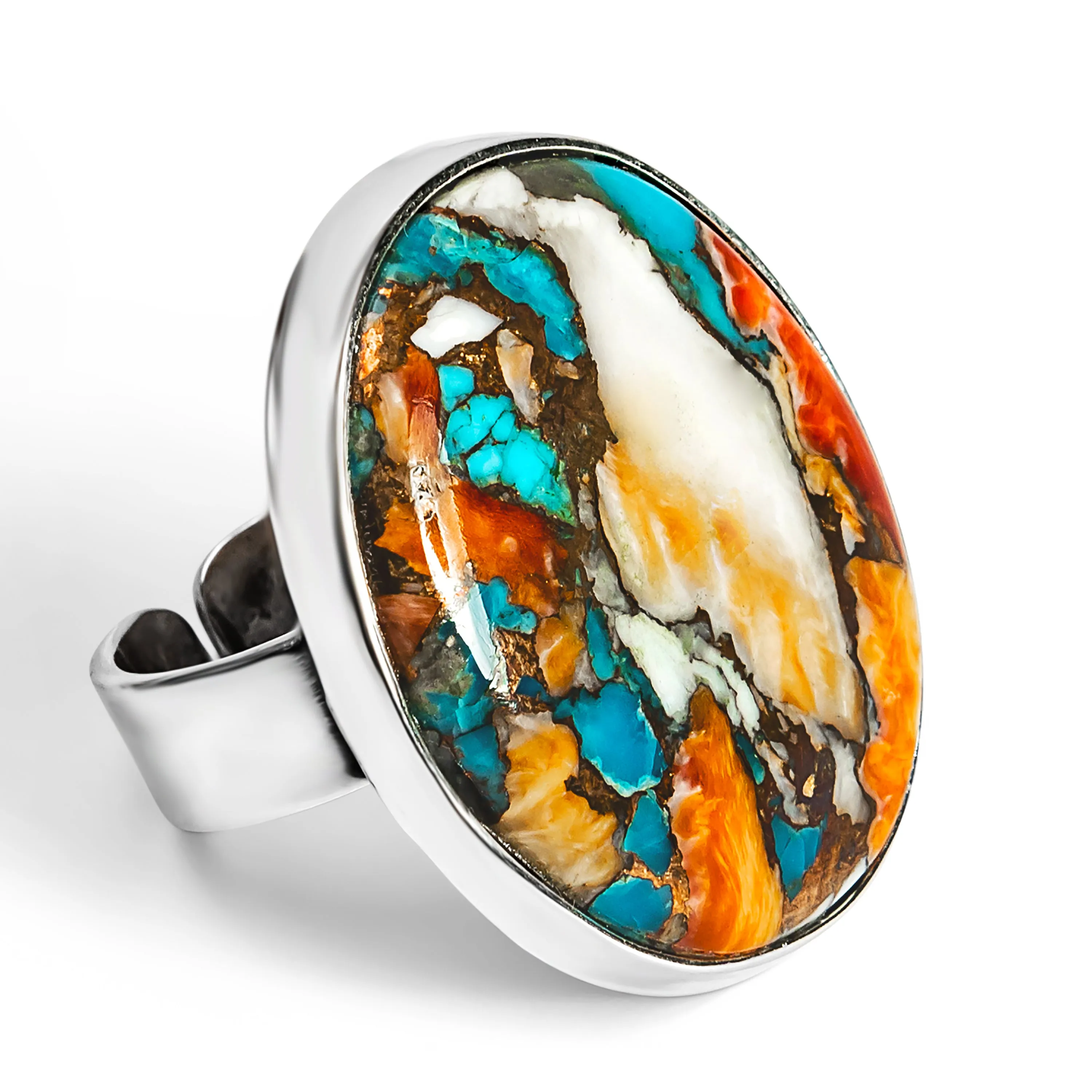 Oval Oyster Copper Turquoise Ring - Natural Designer Gemstone sold by Henryka