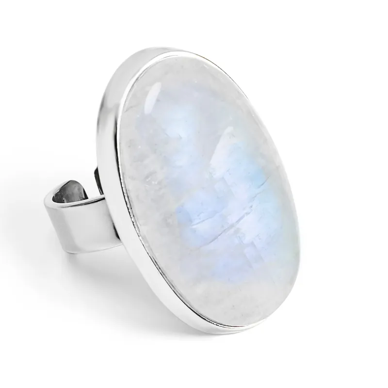Blue Flash Moonstone Statement Ring - Natural Designer Gemstone sold by Henryka