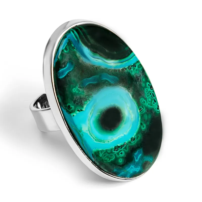 Eye-catching Azurite-Malachite Ring - Natural Designer Gemstone sold by Henryka
