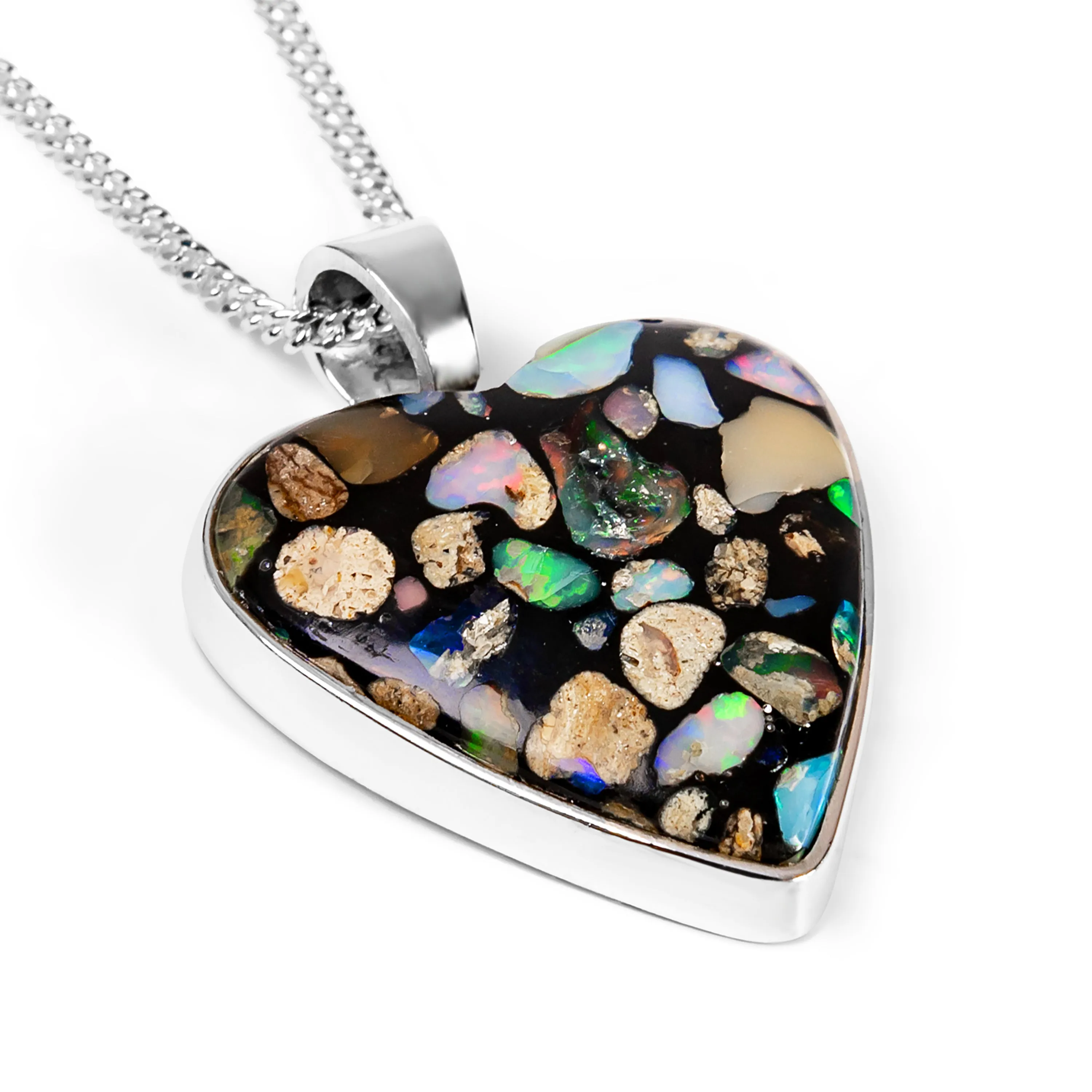 Natural Opal Composite Necklace in Silver - Natural Designer Gemstone sold by Henryka