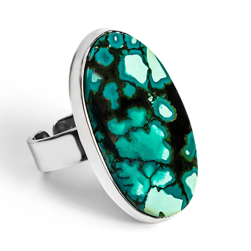 Tibetan Turquoise Statement Ring - Natural Designer Gemstone sold by Henryka