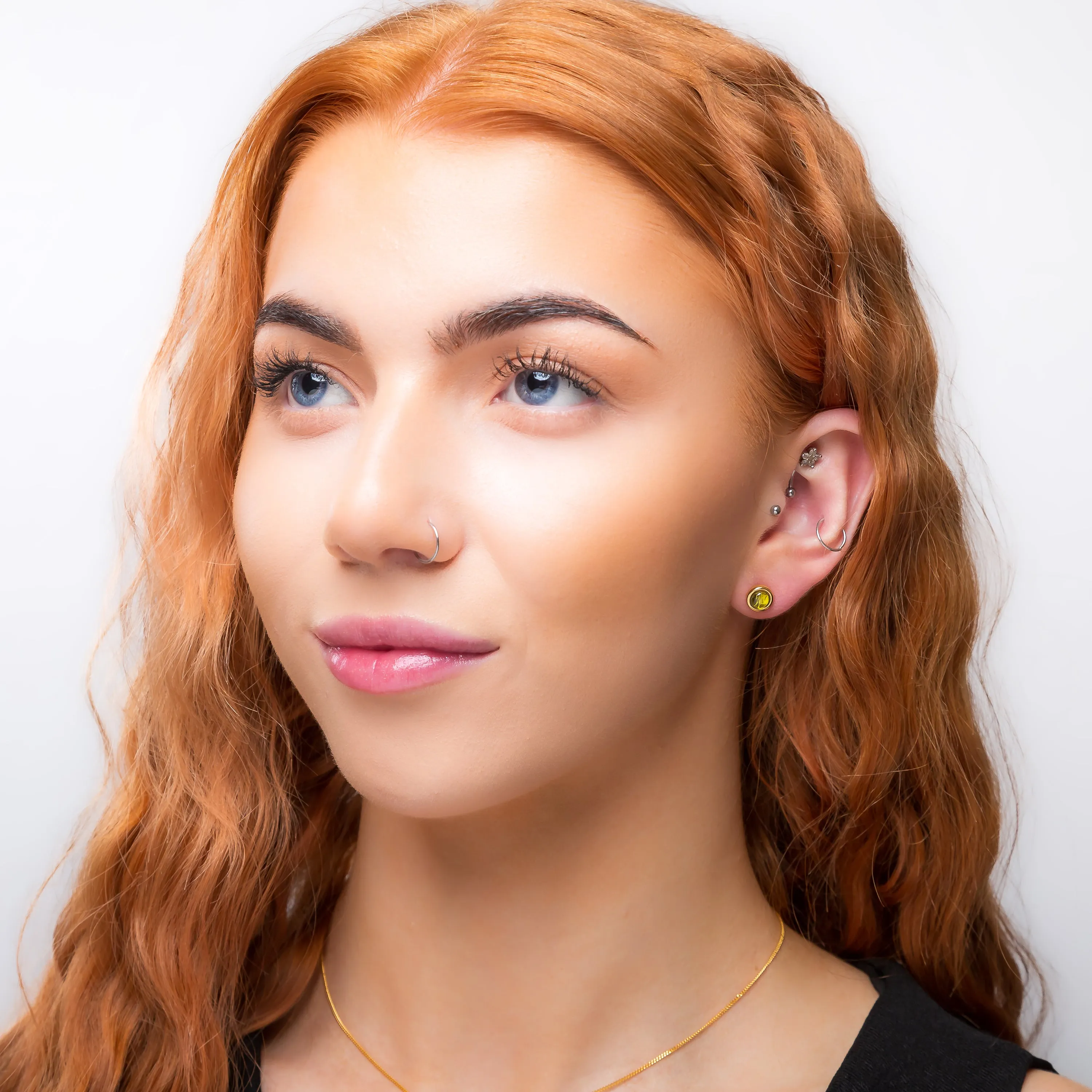 Small Round Stud Earrings in Silver with 24ct Gold & Peridot sold by Henryka product image thumbnail 3