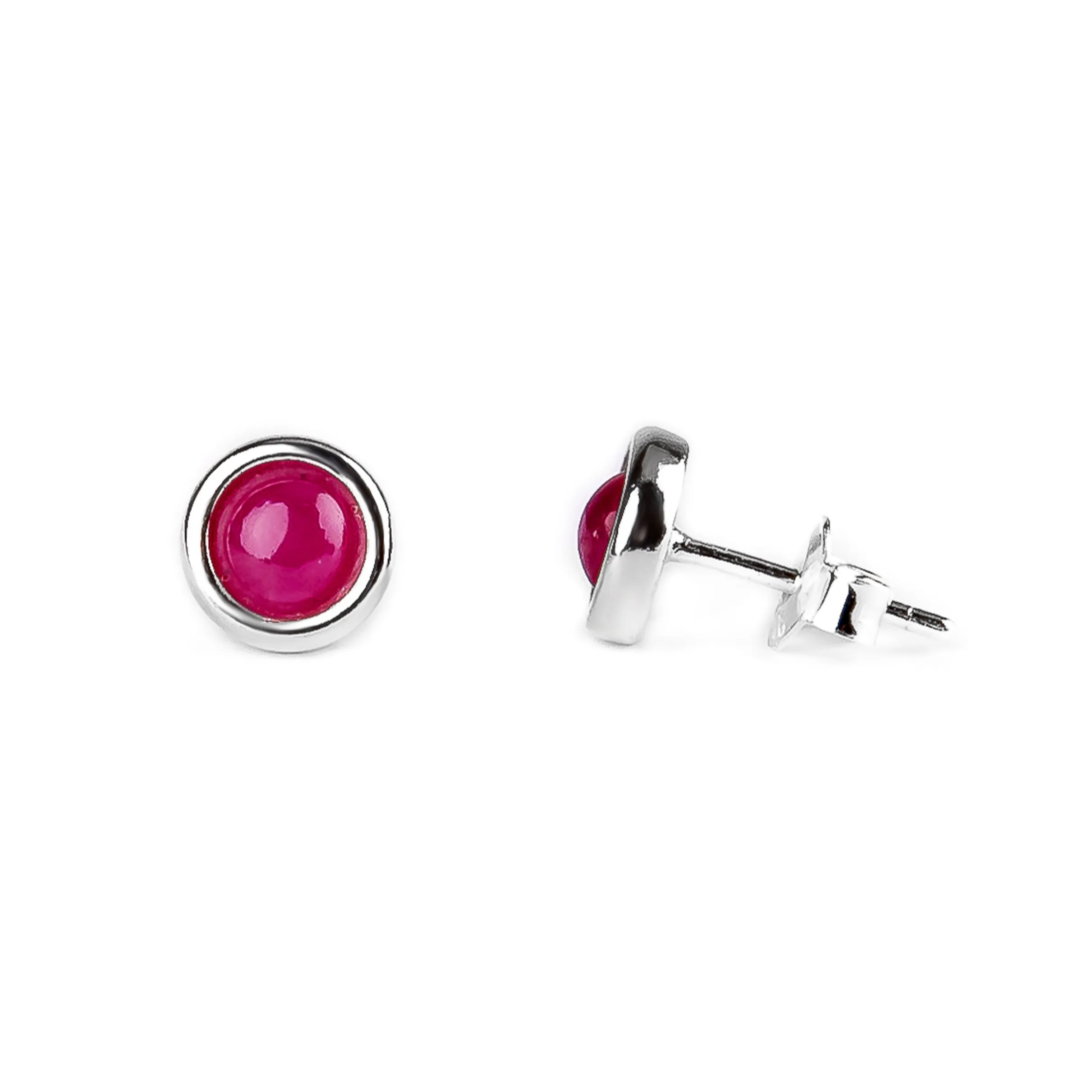 Small Round Stud Earrings in Silver with 24ct Gold and Ruby sold by Henryka product image thumbnail 4