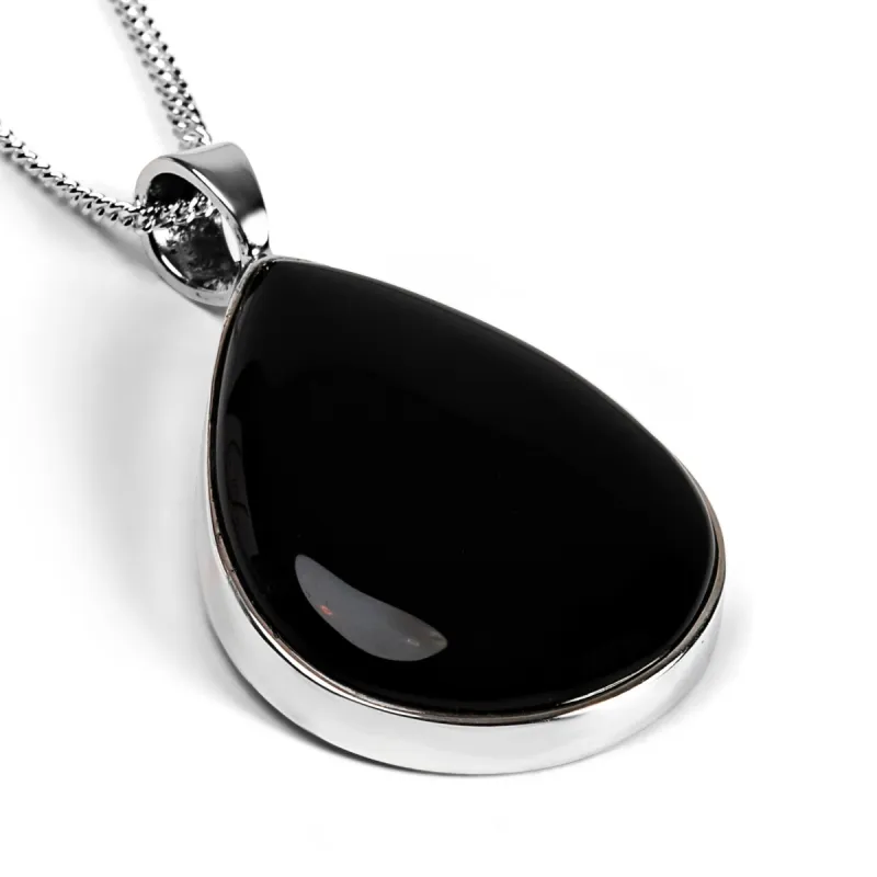 Teardrop Black Onyx Necklace - Natural Designer Gemstone sold by Henryka