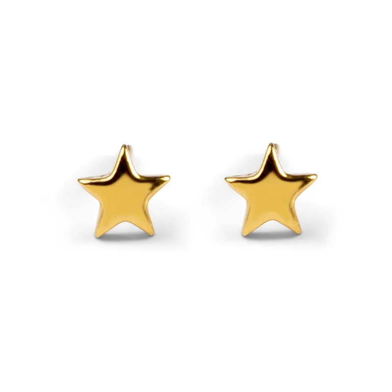 Large Silver with 24ct Gold Star Stud Earrings sold by Henryka