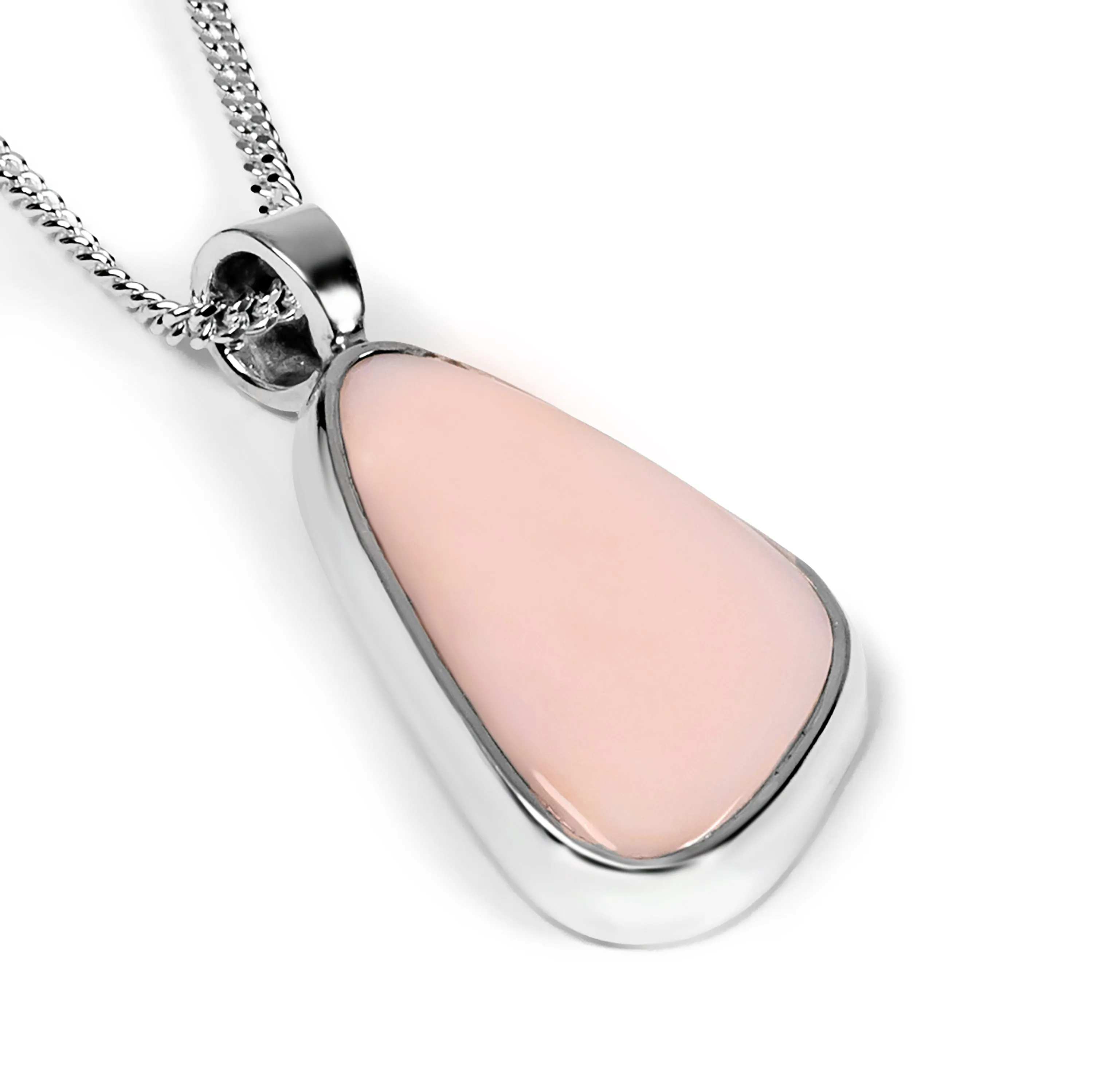 Peruvian Pink Opal Necklace in Silver - Natural Designer Gemstones sold by Henryka