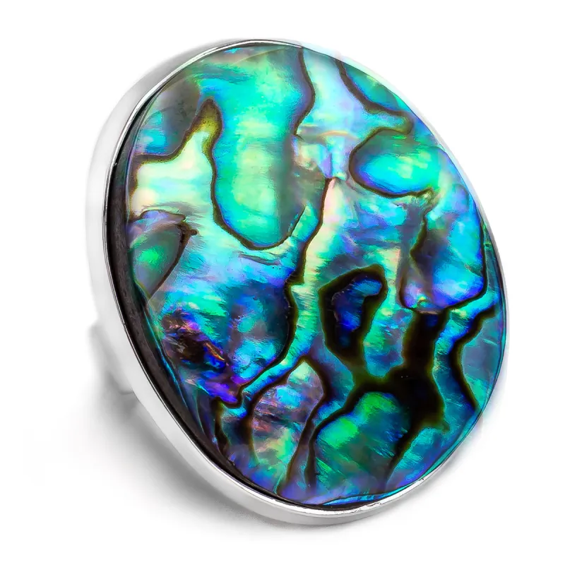 Iridescent Abalone Shell Ring - Natural Designer Gemstone sold by Henryka