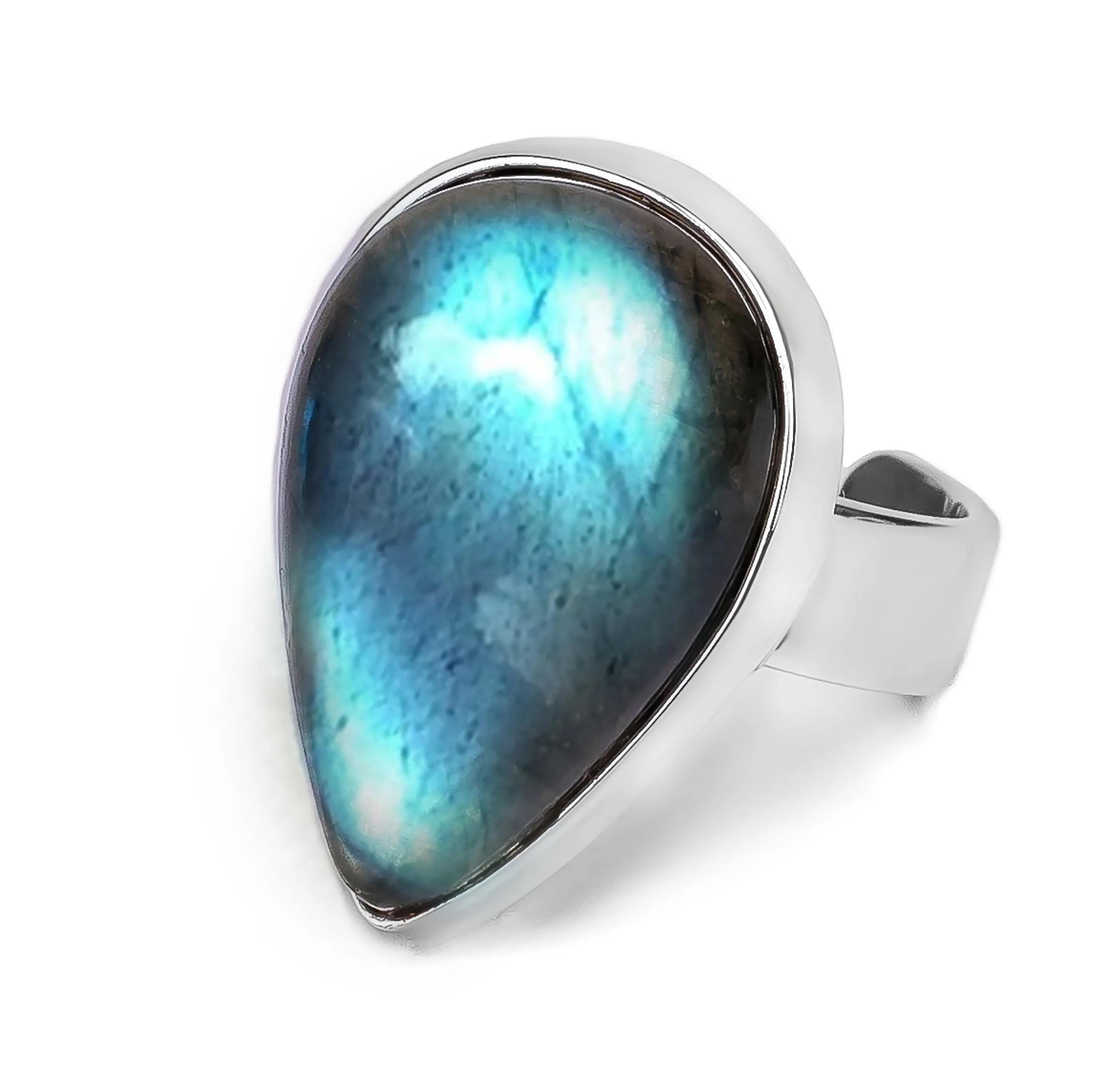 Blue Flash Labradorite Statement Ring - Natural Designer Gemstone sold by Henryka