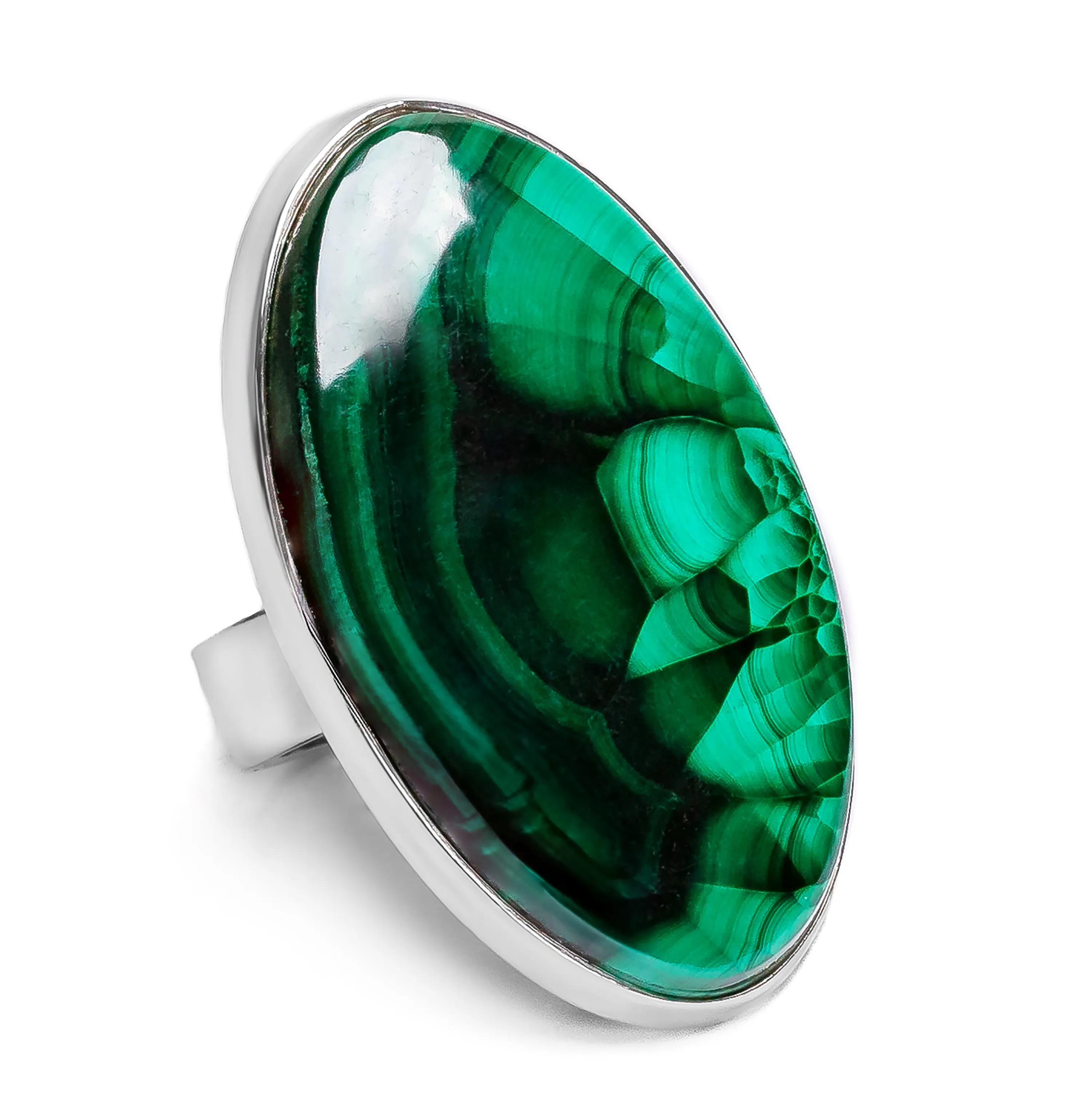 Gorgeous African Malachite Adjustable Statement Ring - Natural Designer Gemstone sold by Henryka