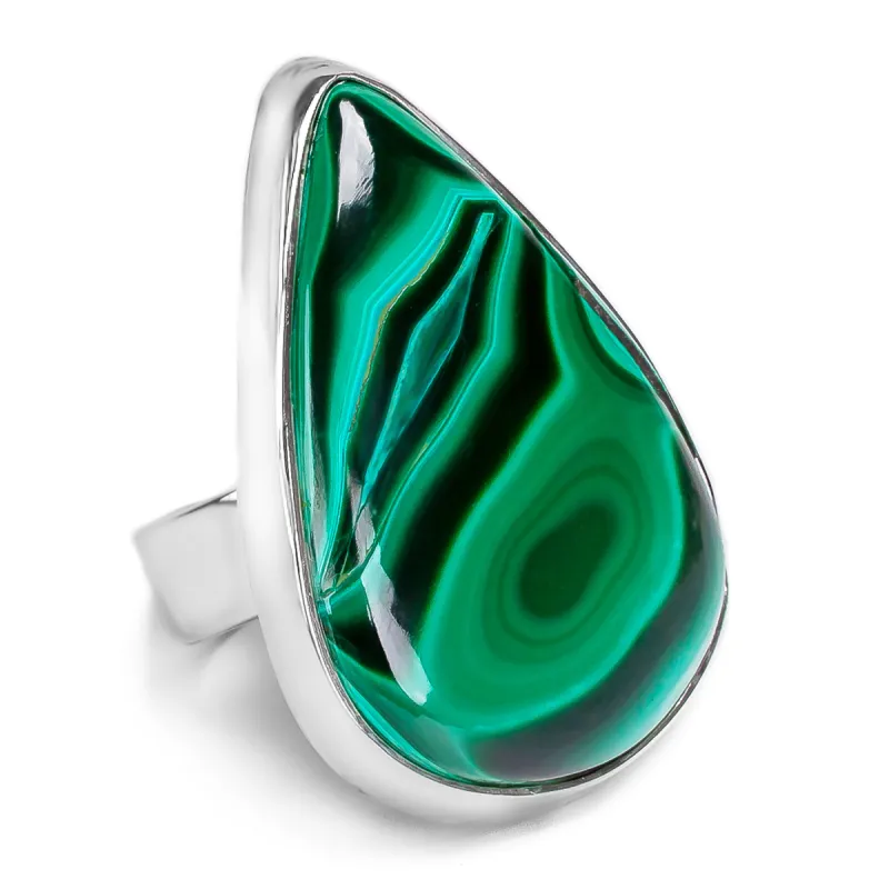 Fabulous Namibian Malachite Oval Ring - Natural Designer Gemstone sold by Henryka