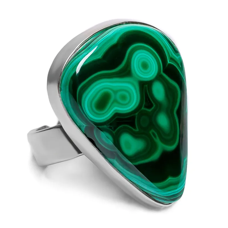 Perfect Malachite Adjustable Statement Ring - Natural Designer Gemstone sold by Henryka