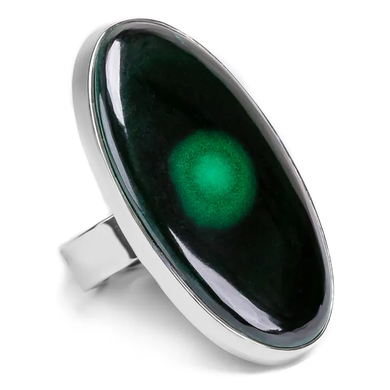 Bold & Unusual African Malachite Adjustable Statement Ring - Natural Designer Gemstone sold by Henryka