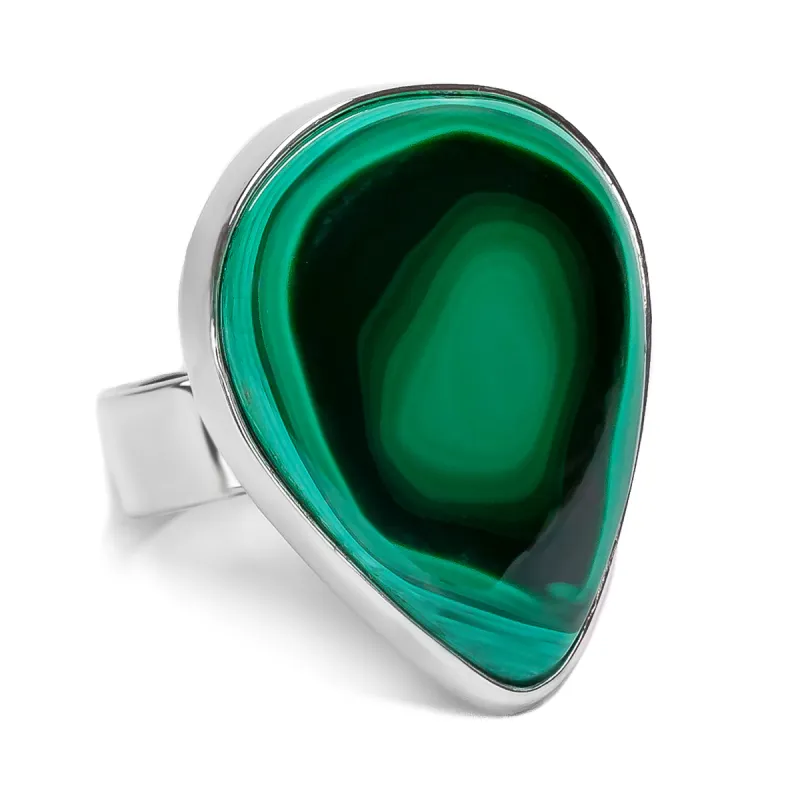 Lovely African Malachite Adjustable Statement Ring - Natural Designer Gemstone sold by Henryka