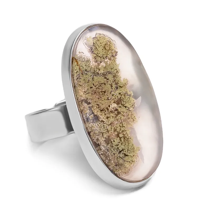 Indonesian Oval Moss Agate Ring - Natural Designer Gemstone sold by Henryka