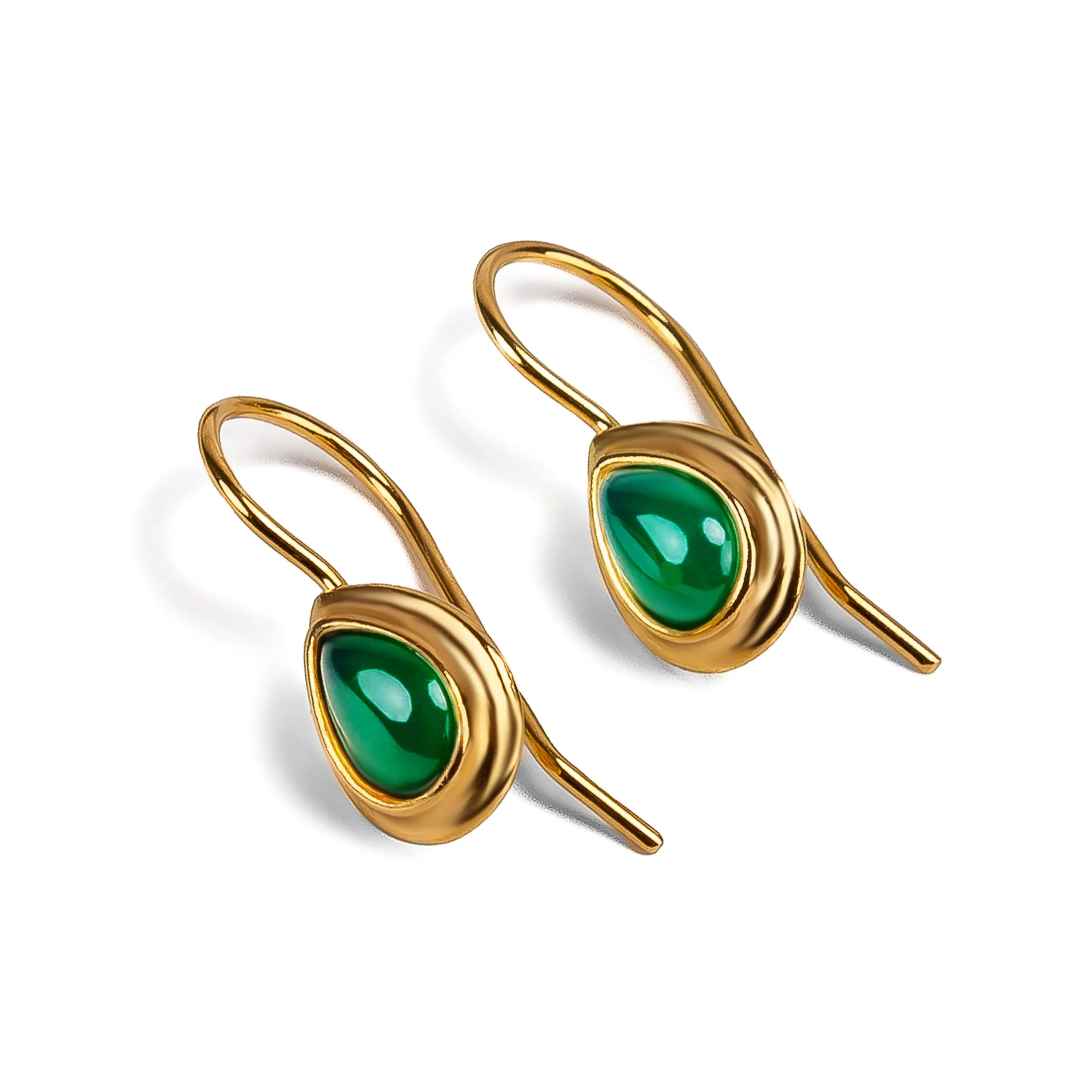 Classic Teardrop Hook Earrings in Silver and Green Onyx sold by Henryka product image thumbnail 4