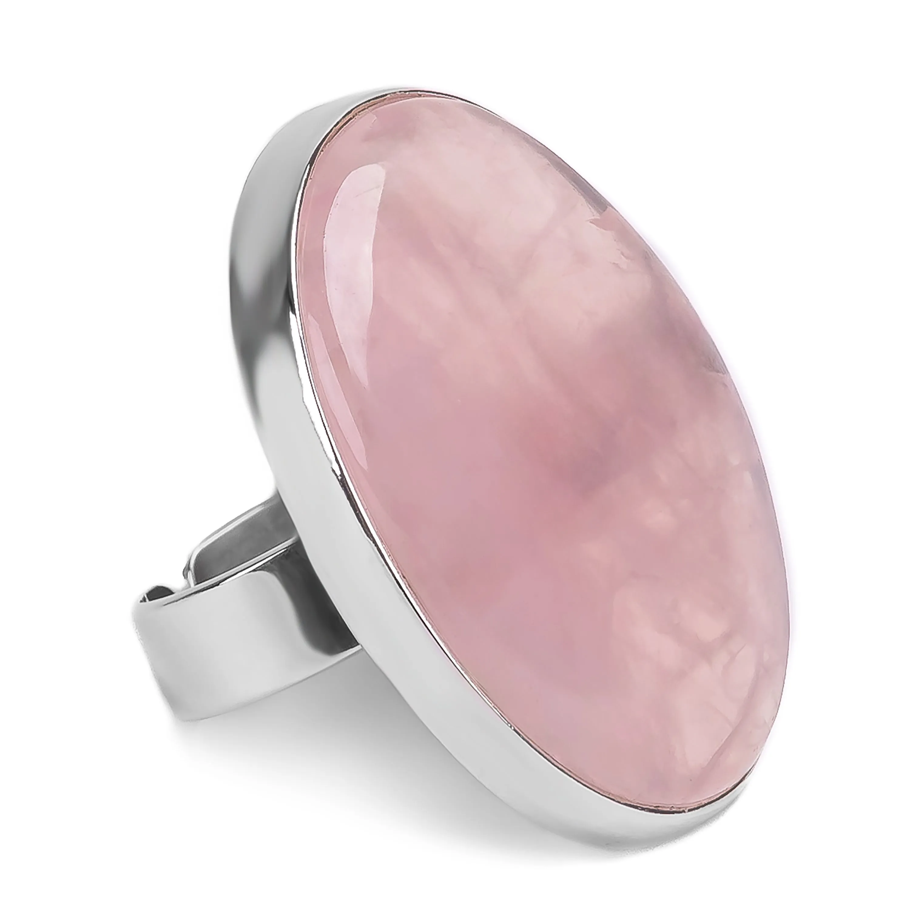 Rose Quartz Ring in Silver - Natural Designer Gemstone sold by Henryka