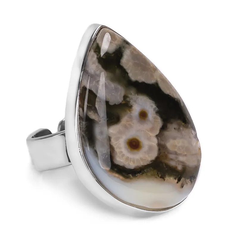 Ocean Jasper Ring adjustable - Natural Designer Gemstone sold by Henryka