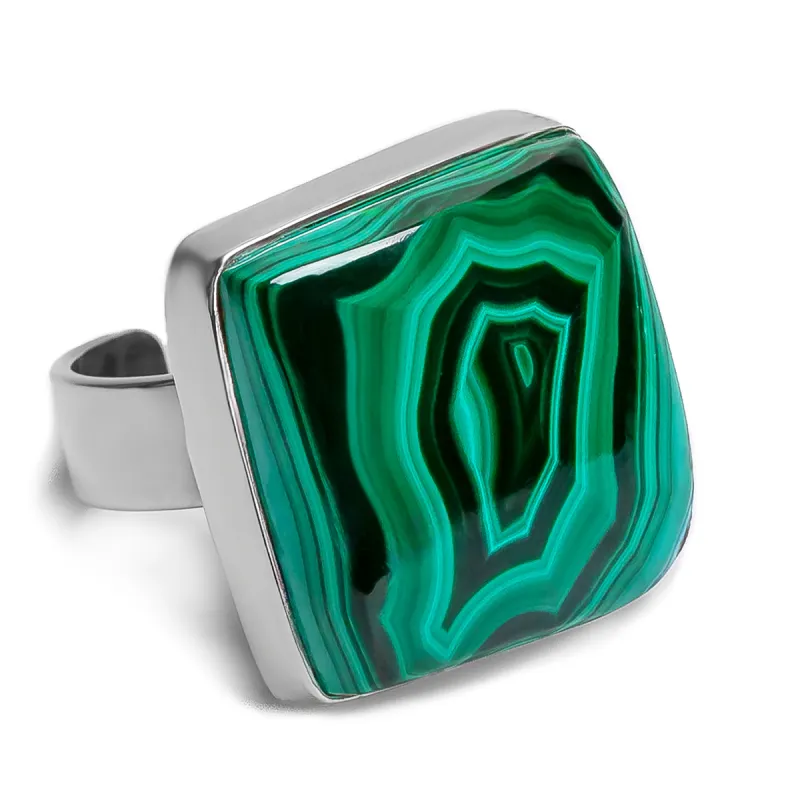 Fabulous Namibian Malachite Ring - Natural Designer Gemstone sold by Henryka
