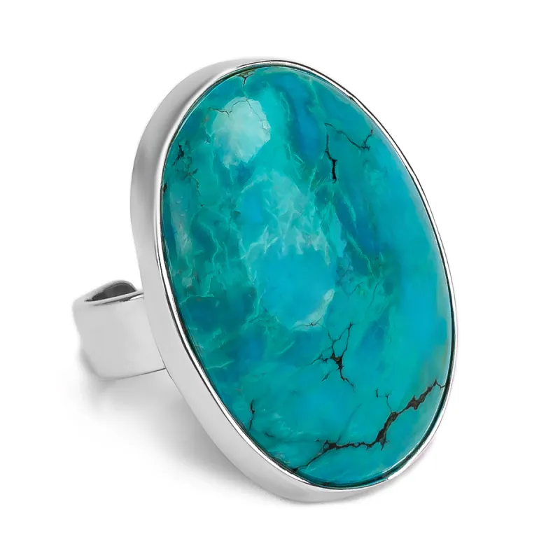 Dainty Tibetan Turquoise Statement Ring - Natural Designer Gemstone sold by Henryka