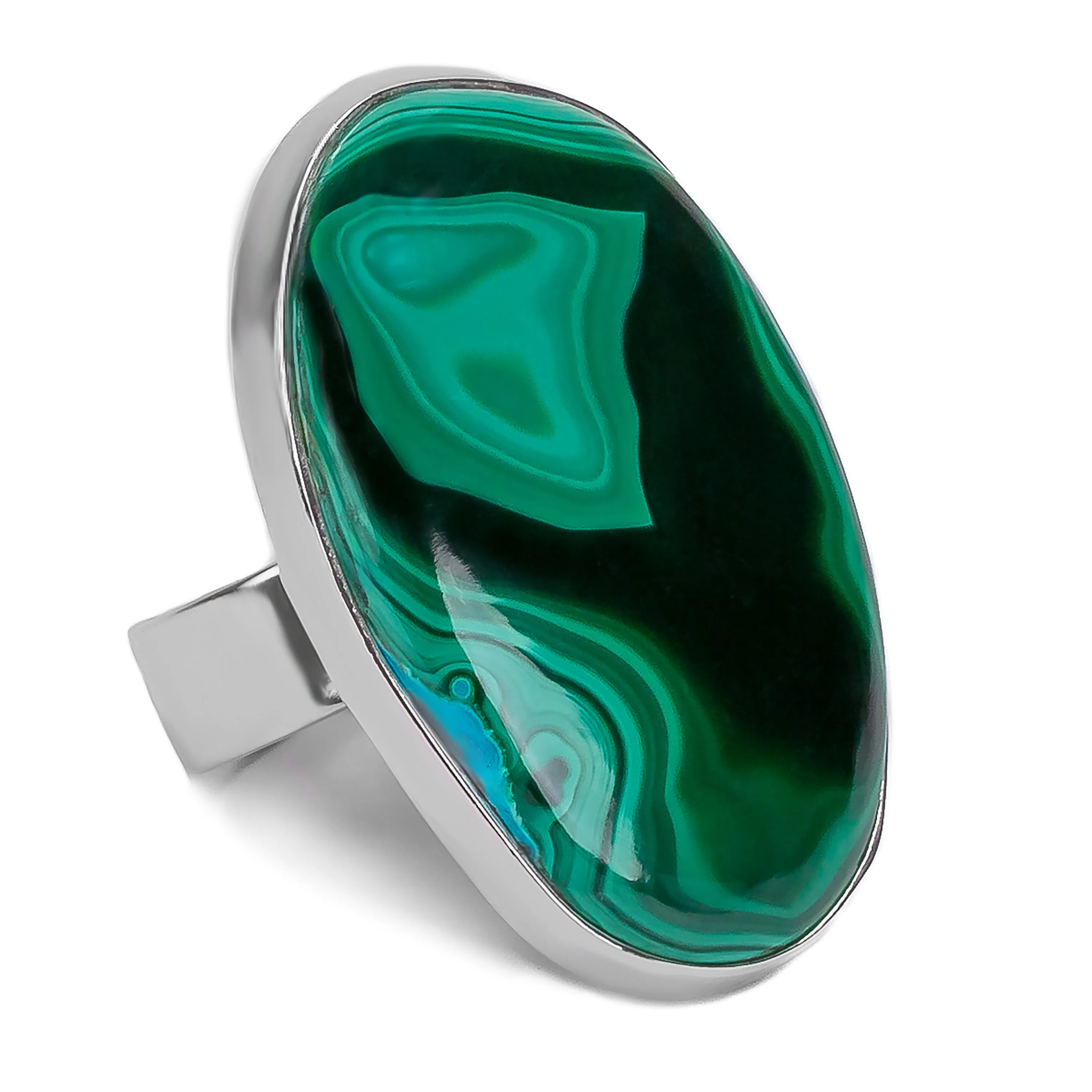 African Malachite Adjustable Ring - Natural Designer Gemstone sold by Henryka