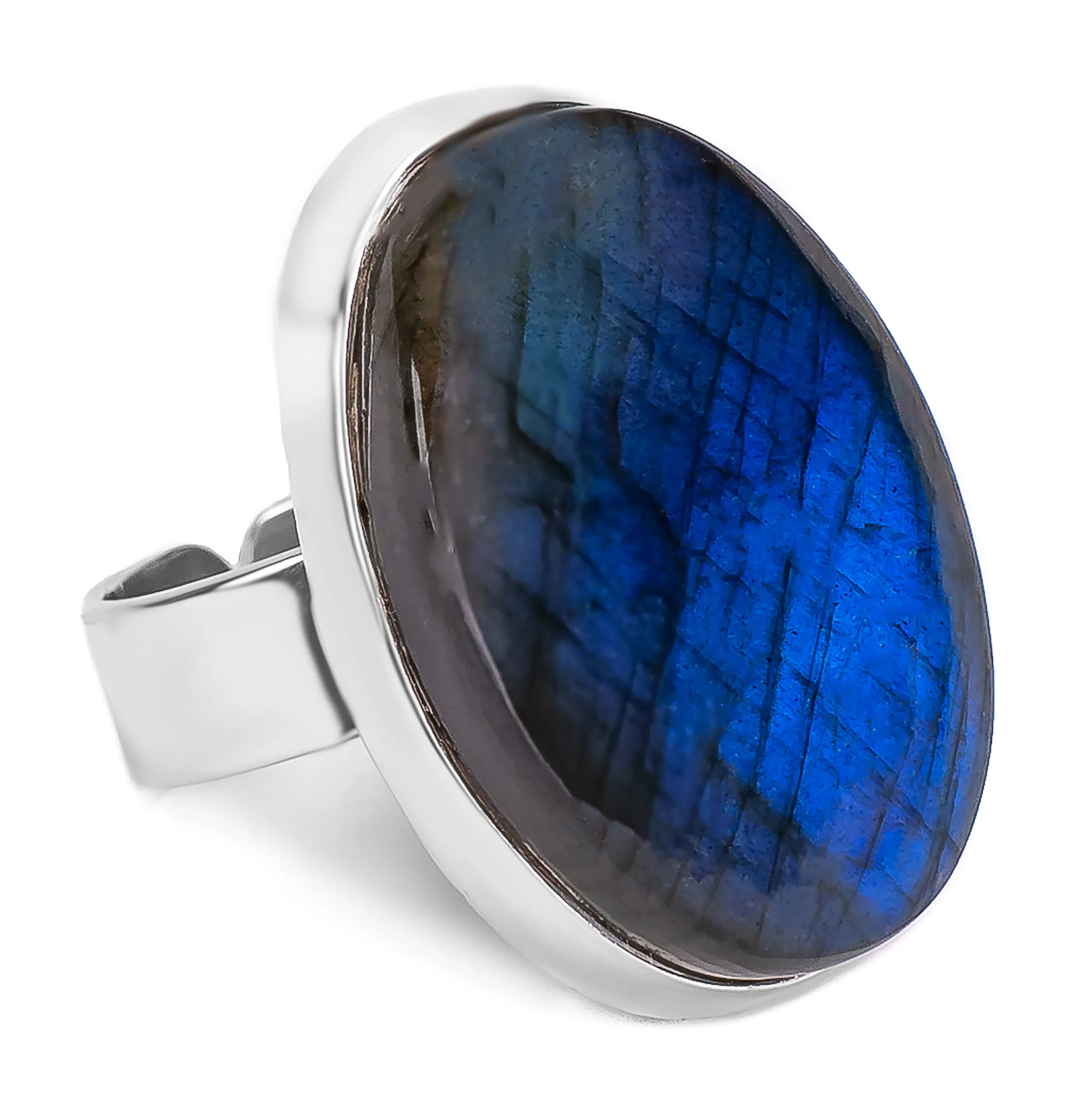 Superb Green Flash Labradorite Statement Ring - Natural Designer Gemstone sold by Henryka