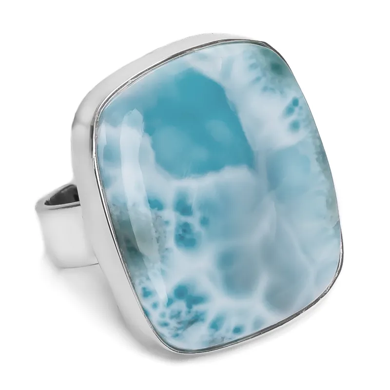 Fantastic Larimar Adjustable Statement Ring - Natural Designer Gemstone sold by Henryka