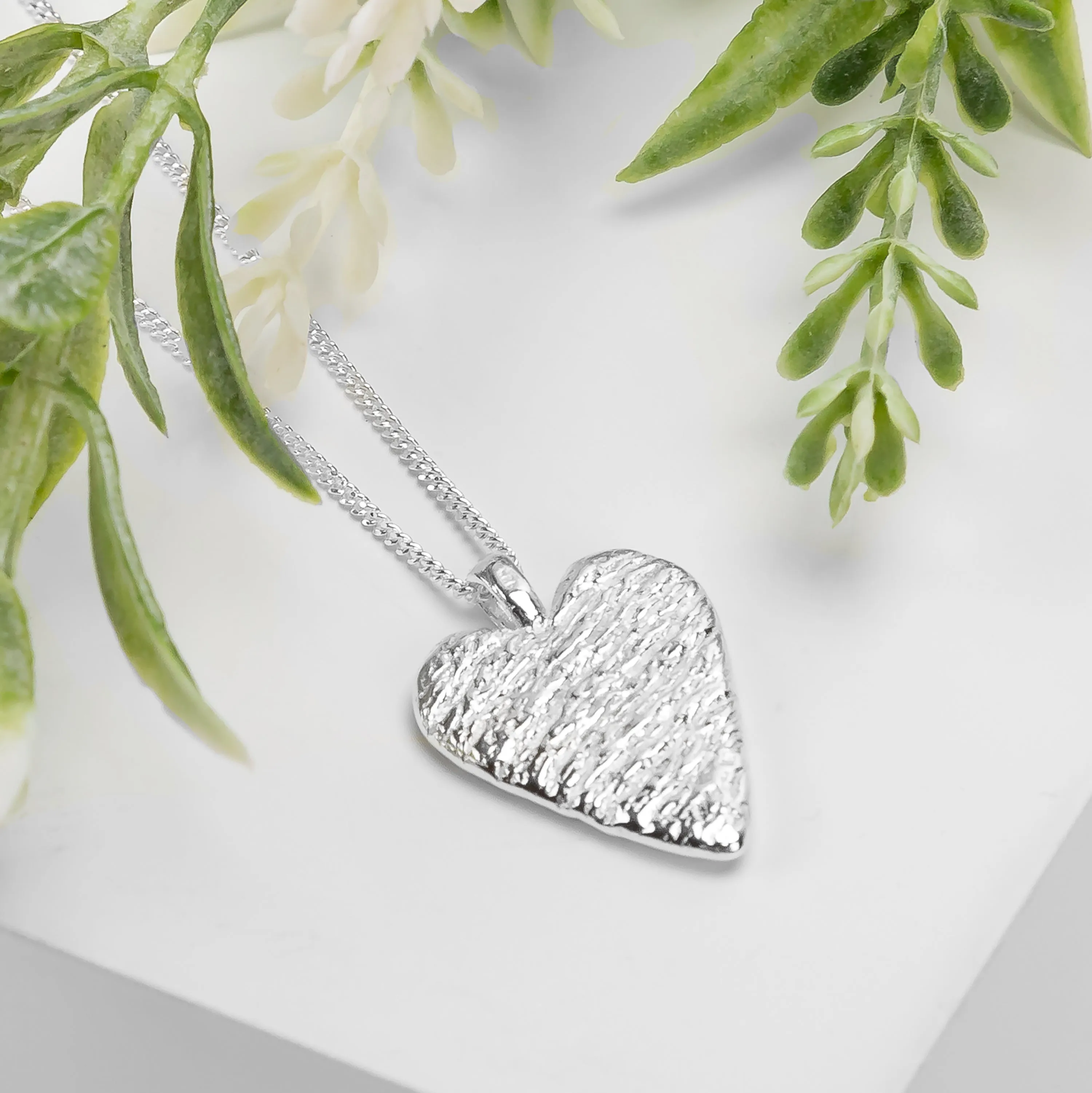 Textured Heart Necklace in Silver sold by Henryka product image thumbnail 2