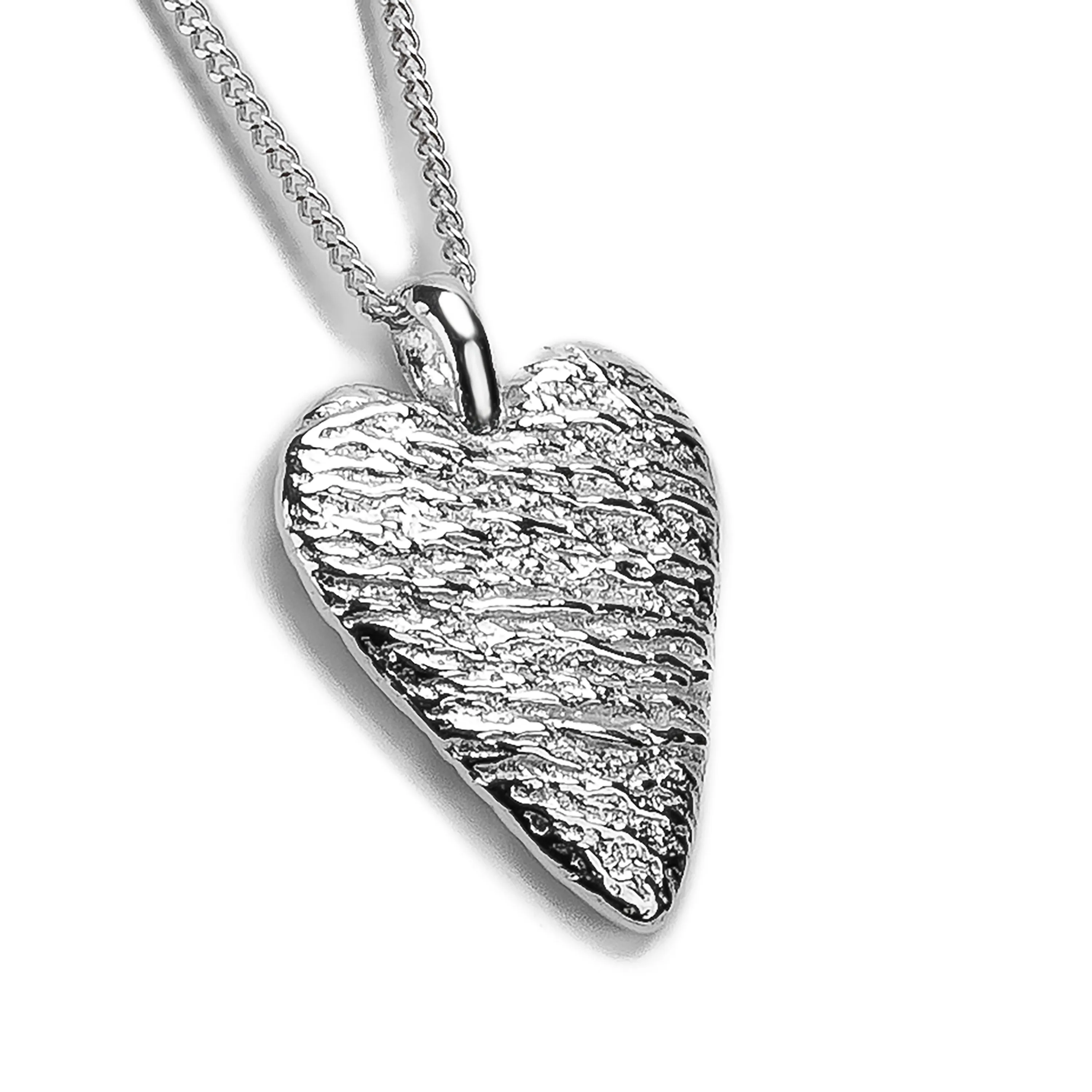 Textured Heart Necklace in Silver sold by Henryka
