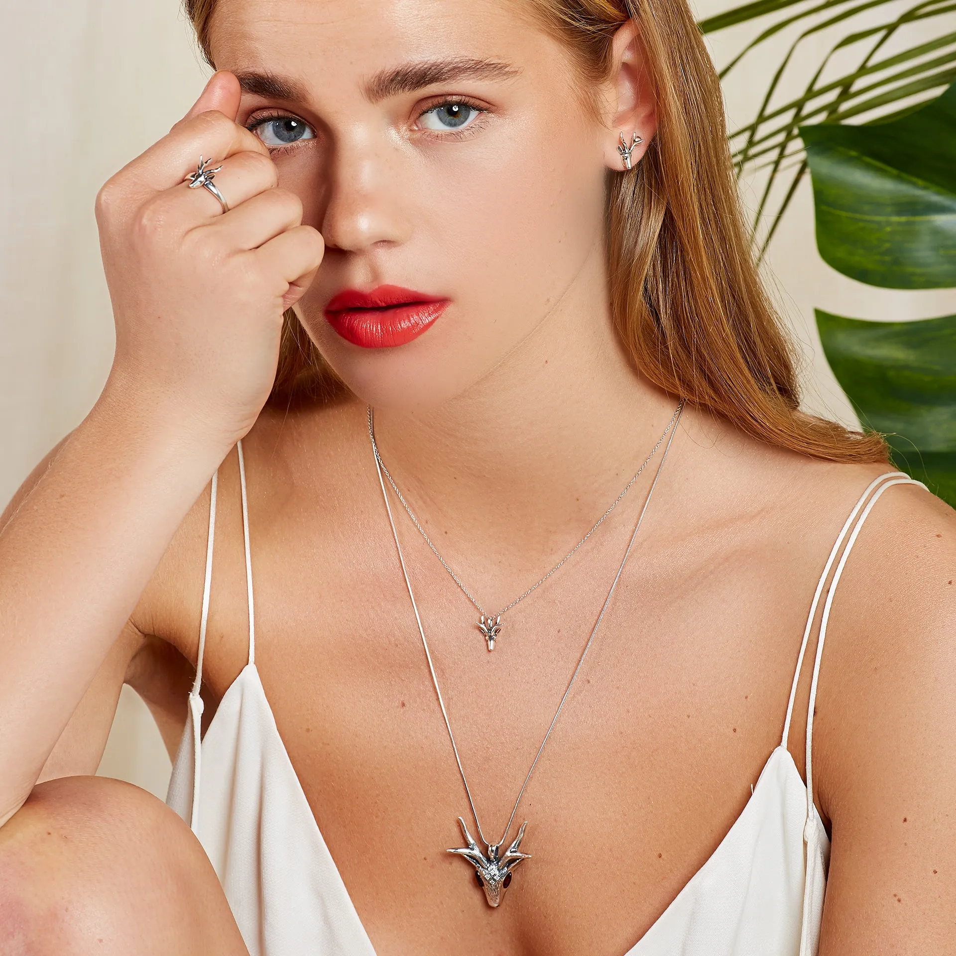 Miniature Stag Head Necklace in Silver sold by Henryka product image thumbnail 3