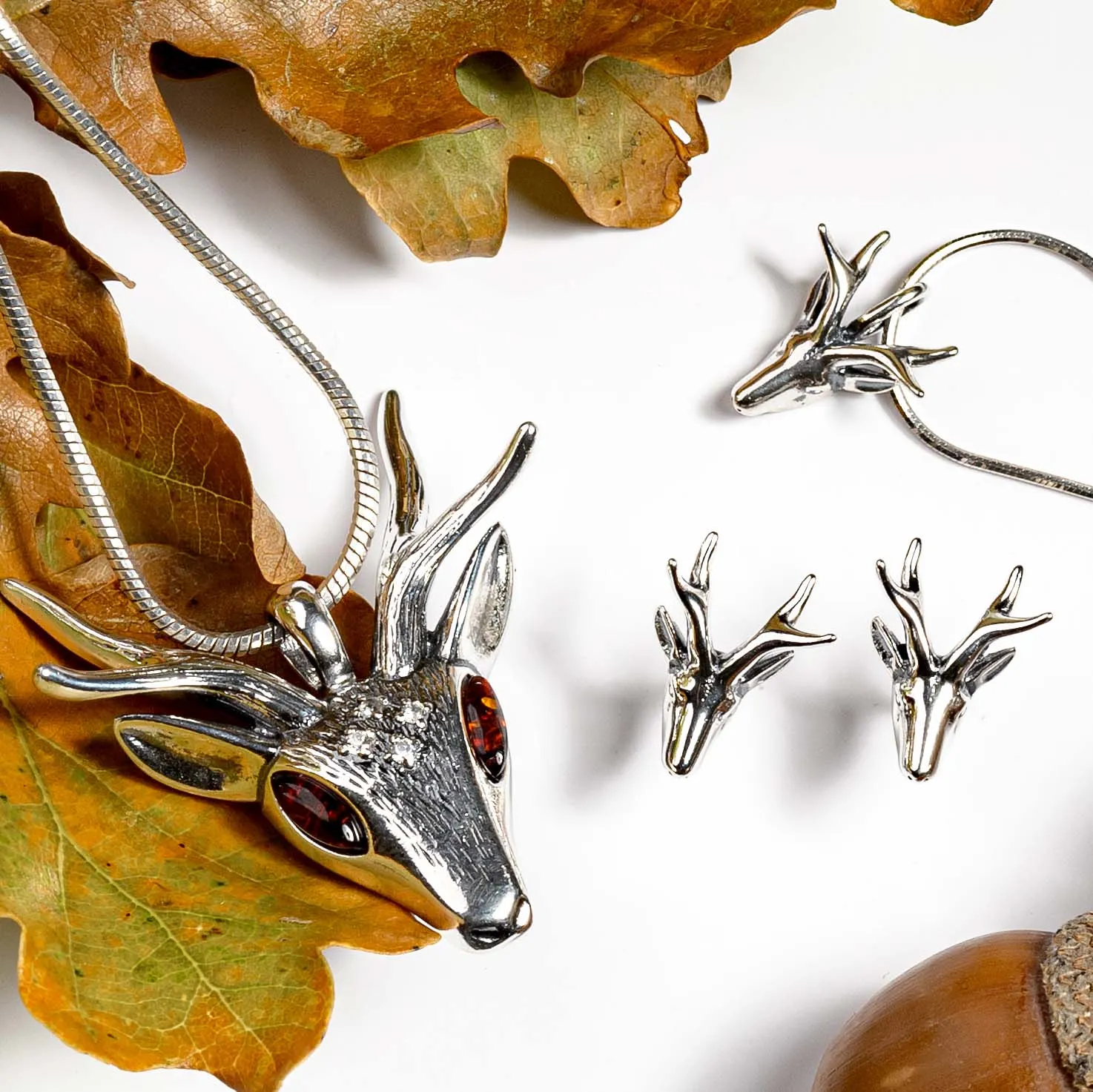 Miniature Stag Head Necklace in Silver sold by Henryka product image thumbnail 4