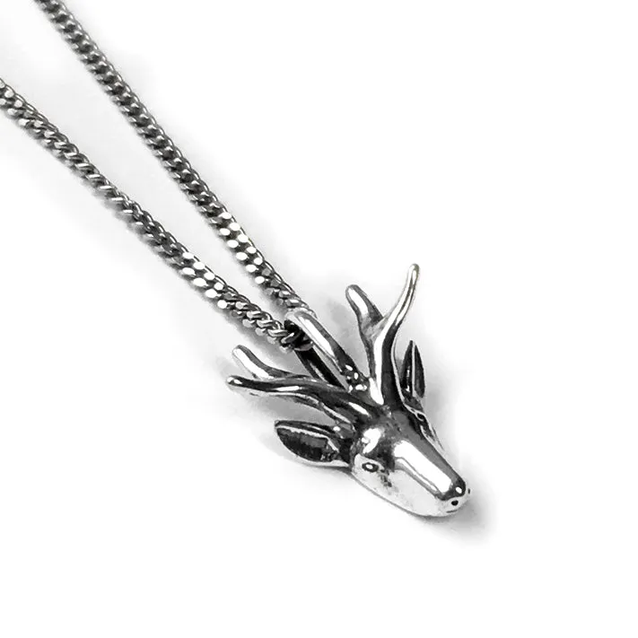 Miniature Stag Head Necklace in Silver sold by Henryka