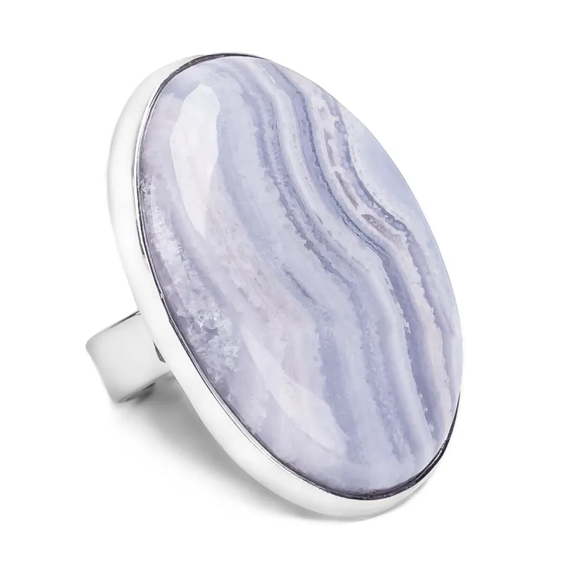 Exquisite Blue Lace Agate Ring - Natural Designer Gemstone sold by Henryka