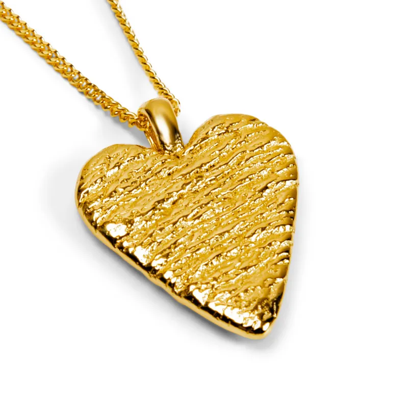 Textured Heart Necklace in Silver with 24ct Gold sold by Henryka