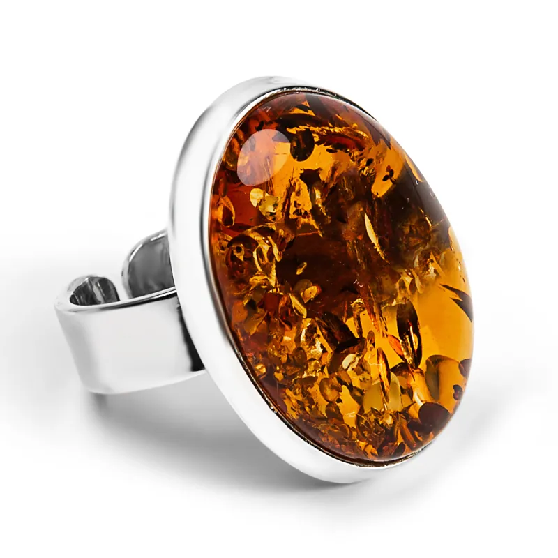 Handmade Baltic Amber Statement Ring - Natural Designer Gemstone sold by Henryka