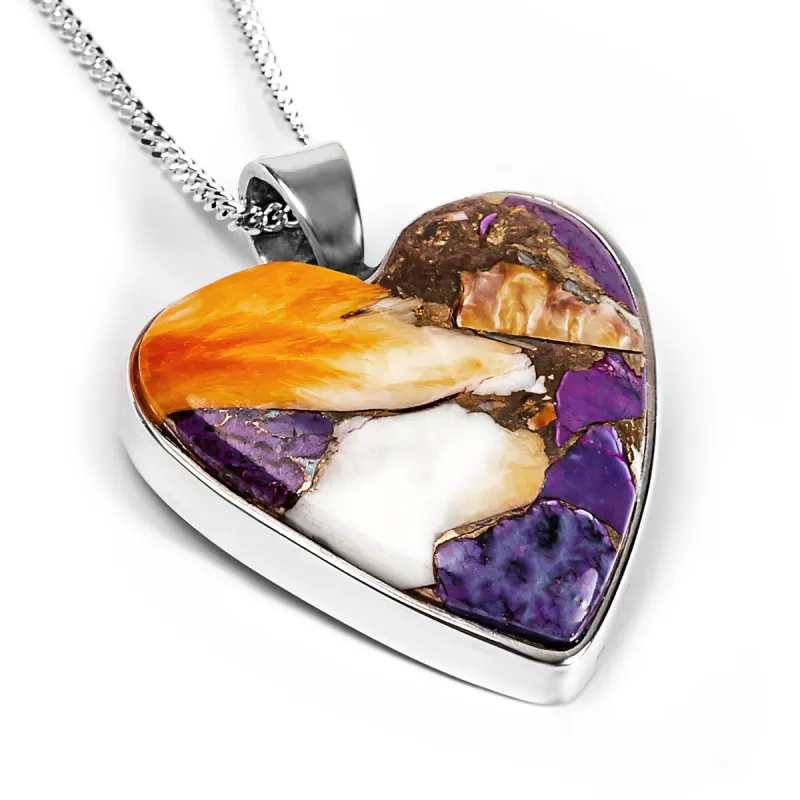 Purple Copper Turquoise & Silver Necklace - Natural Designer Gemstone sold by Henryka