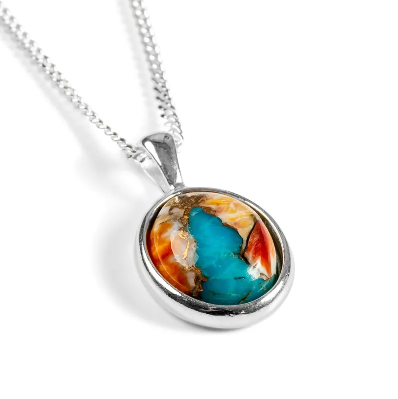 Classic Oval Necklace in Silver and Oyster Copper Turquoise sold by Henryka