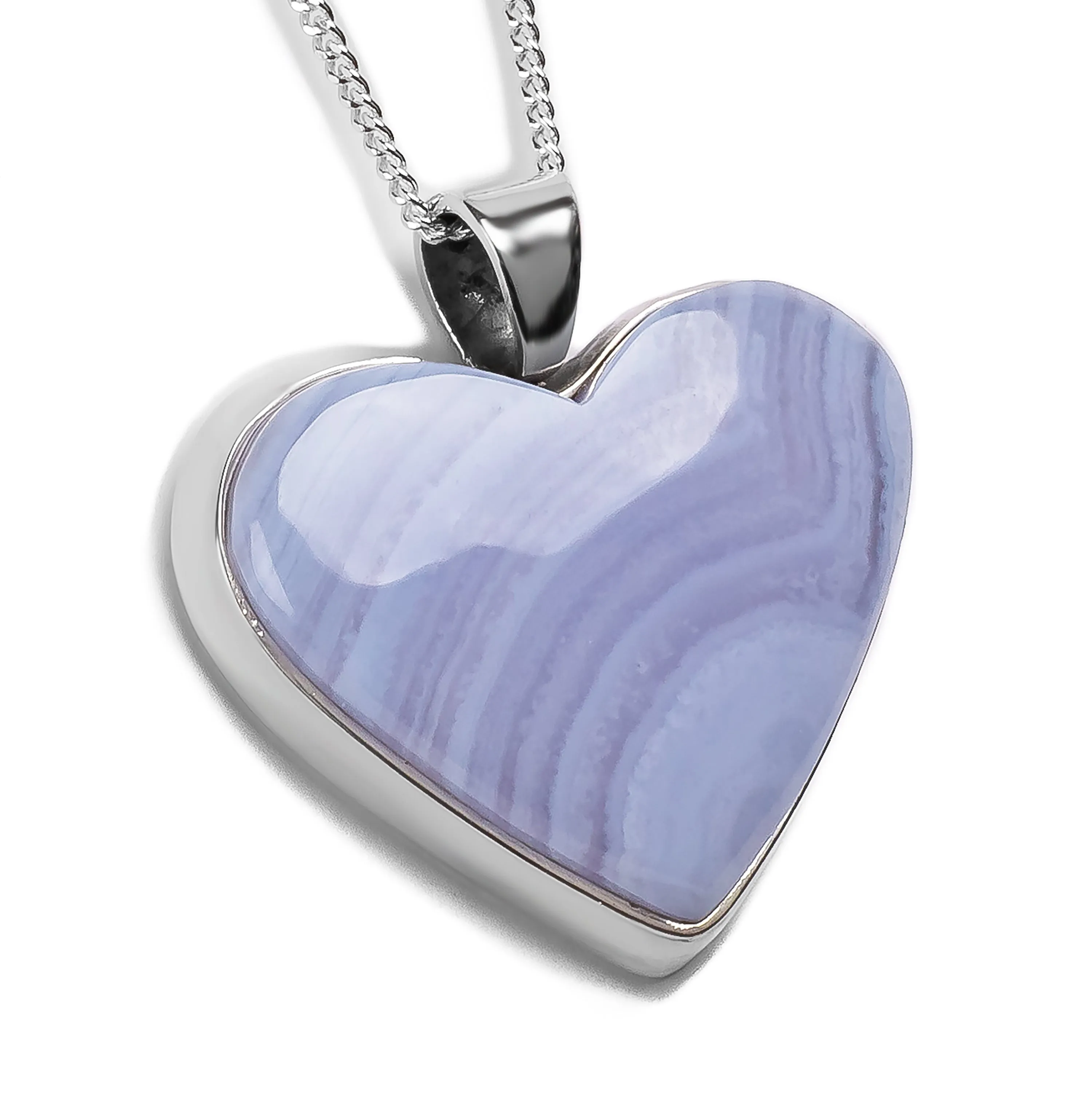 Heart Shaped Blue Lace Agate Gemstone Necklace - Natural Designer Gemstone sold by Henryka